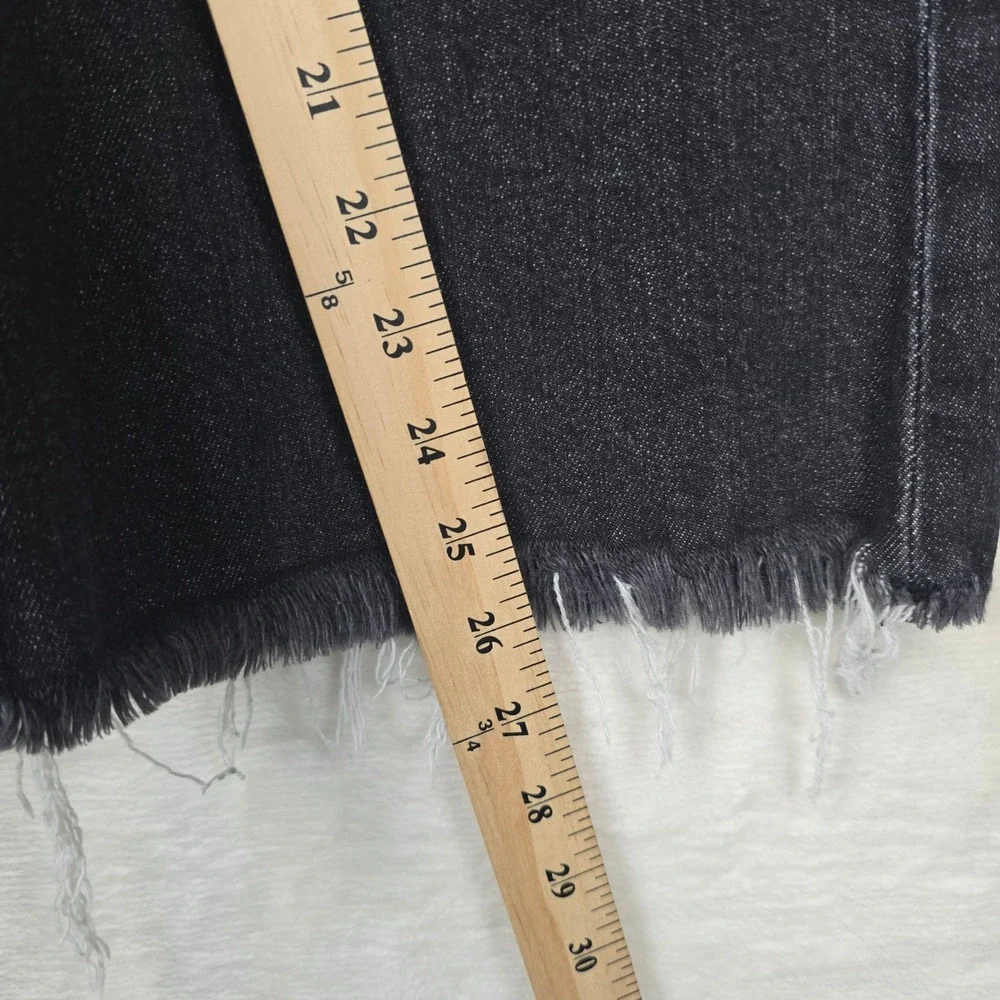 Risen Jeans Womens Washed Black High Rise Wide Leg Frayed Hem Denim RDP1025 3/26